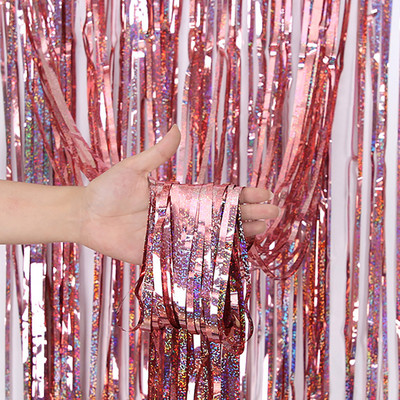 Gimtadienio dekoracijos 1–4 m folijos blizgučio užuolaidos Gimtadienio fonas Užuolaidos Merginos Vestuvės Mergvakario fonas Photozon