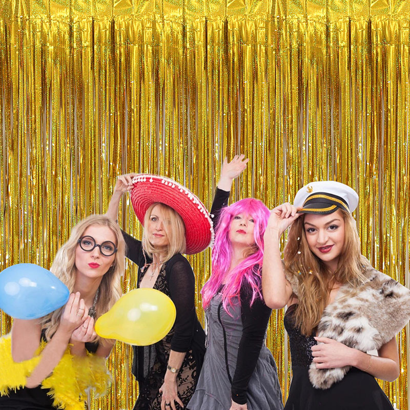 Gimtadienio dekoracijos 1–4 m folijos blizgučio užuolaidos Gimtadienio fonas Užuolaidos Merginos Vestuvės Mergvakario fonas Photozon