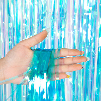 Szivárványos fólia rojtos függöny Macaron függöny fotófülke háttere esküvői születésnapra Babazuhany karácsonyi parti díszek