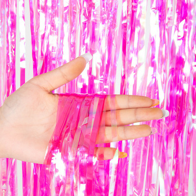 Szivárványos fólia rojtos függöny Macaron függöny fotófülke háttere esküvői születésnapra Babazuhany karácsonyi parti díszek