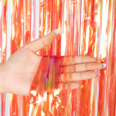 Szivárványos fólia rojtos függöny Macaron függöny fotófülke háttere esküvői születésnapra Babazuhany karácsonyi parti díszek