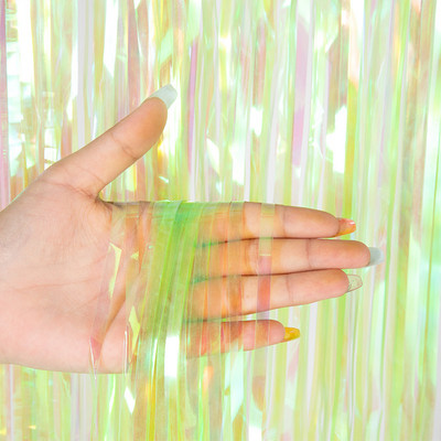 Szivárványos fólia rojtos függöny Macaron függöny fotófülke háttere esküvői születésnapra Babazuhany karácsonyi parti díszek