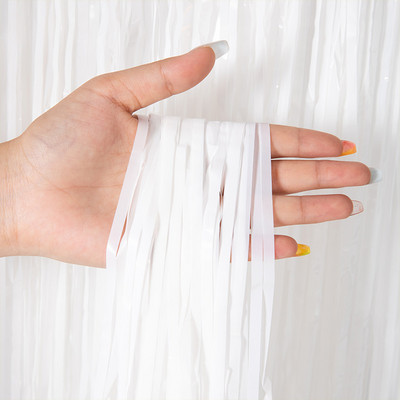 Szivárványos fólia rojtos függöny Macaron függöny fotófülke háttere esküvői születésnapra Babazuhany karácsonyi parti díszek