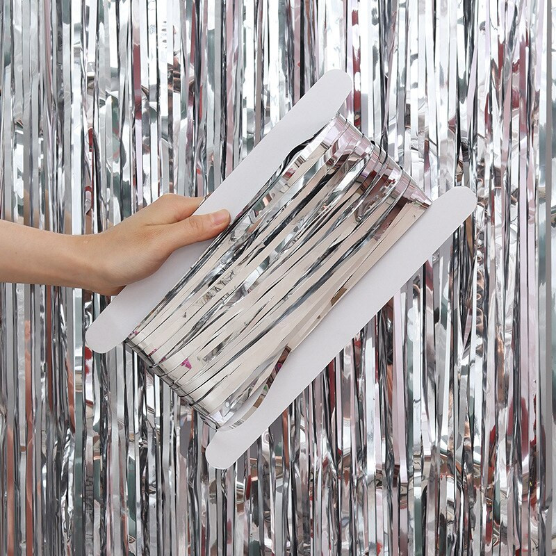 1x2M ezüst rózsa arany eső talmi függöny első boldog születésnapot esküvői dekoráció felnőtt gyerekek baba fiú lány első egy éves dekoráció