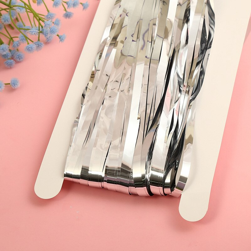 1x2M ezüst rózsa arany eső talmi függöny első boldog születésnapot esküvői dekoráció felnőtt gyerekek baba fiú lány első egy éves dekoráció