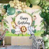 Jungle Animals Backdrop Jungle Wild One Safari Birthday Party Decorations Baby Shower Boy 1st Birthday Background photozone