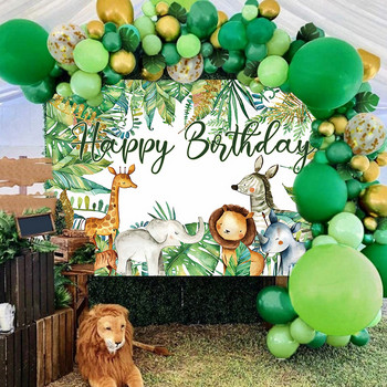 Ζώα της ζούγκλας σκηνικό Jungle Wild One Safari Birthday Party Decorations Baby Shower Boy 1st Birthday Background photozone