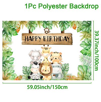 Jungle Animals Backdrop Jungle Wild One Safari Birthday Party Decorations Baby Shower Boy 1st Birthday Background photozone