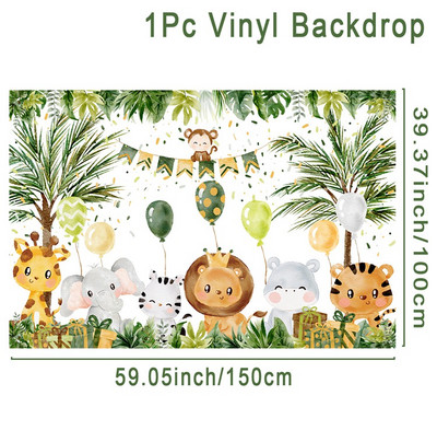 Jungle Animals Backdrop Jungle Wild One Safari Birthday Party Decorations Baby Shower Boy 1st Birthday Background photozone