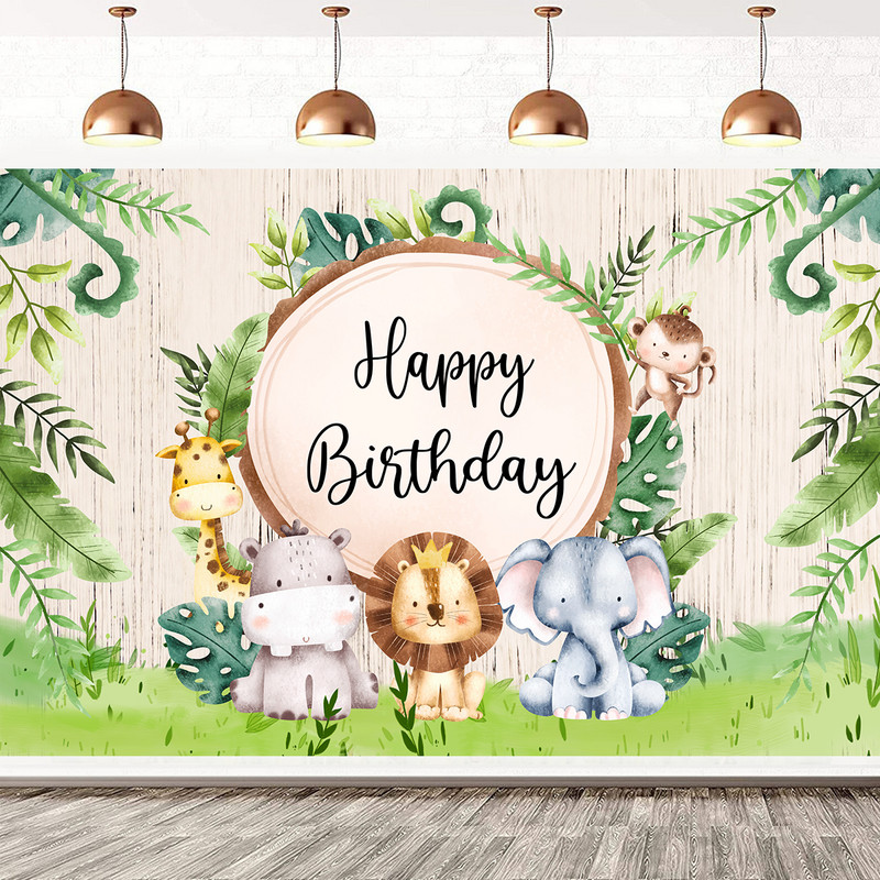 Jungle Animals Backdrop Jungle Wild One Safari Birthday Party Decorations Baby Shower Boy 1st Birthday Background photozone