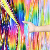 Perdele de fundal pentru petrecerea burlacilor de 2M Curcubeu beteala cu franjuri Perdele din folie de naștere Decor pentru petrecerea de nuntă Decor de aniversare
