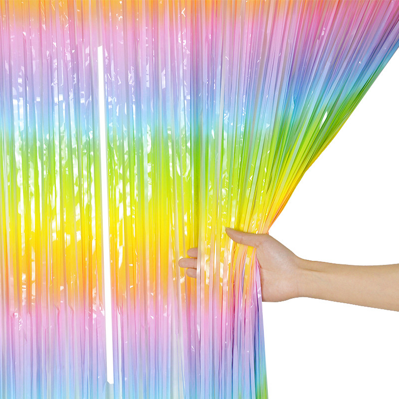 Perdele de fundal pentru petrecerea burlacilor de 2M Curcubeu beteala cu franjuri Perdele din folie de naștere Decor pentru petrecerea de nuntă Decor de aniversare