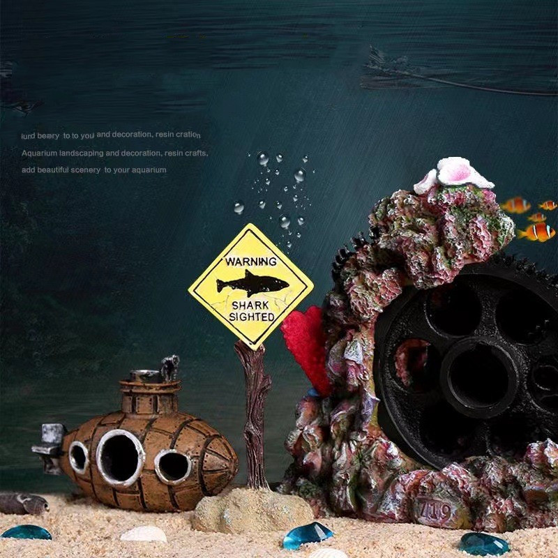 Dervos akvariumo dekoravimo papuošalai Dirbtinis ryklio įspėjamasis ženklas Kraštovaizdžio priedai akvariumo akvariumo fonui