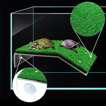 Ενυδρείο Χελώνα Basking Platform Simulated Lawn Turtle Ladder Climbing Fish Tank Habitat Small Reptile Float Island Decoration