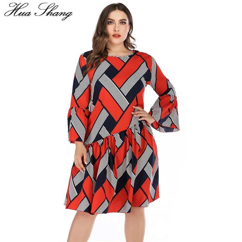 Rochie ocazională de dimensiuni plus pentru femei, vară 2022, cu mâneci lungi, în carouri, cu imprimeu în dungi, rochie midi în mozaic, tunică cu volane Rochii de plajă