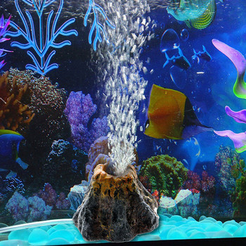 Декорация на аквариума във формата на вулкан Кислородна помпа Комплект за аквариум с въздушни мехурчета Декорация за аквариумни пейзажи