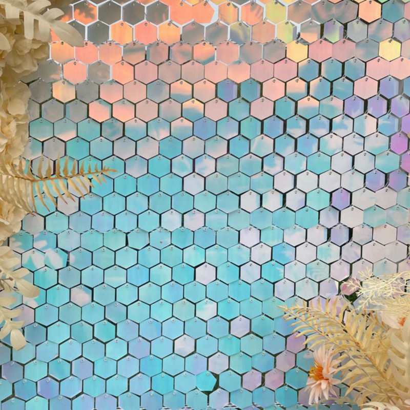 1 buc Panou de perete cu paiete strălucitoare fundal albastru roz eveniment petrecere aniversare nunta spectacol decorațiuni hexagonale cu sclipici panouri de vânt