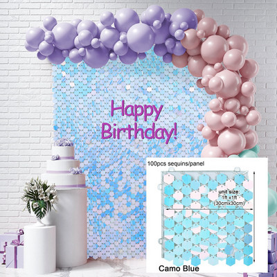 Dzimšanas dienas ballīte Fons Mirdzoši Mirdzoši Kvadrātveida fliteru paneļi Sienas Kāzas Dzimšanas dienas dekors Bērnu duša Ziemassvētku dekors