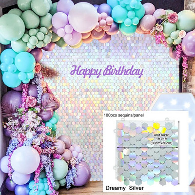 Dzimšanas dienas ballīte Fons Mirdzoši Mirdzoši Kvadrātveida fliteru paneļi Sienas Kāzas Dzimšanas dienas dekors Bērnu duša Ziemassvētku dekors
