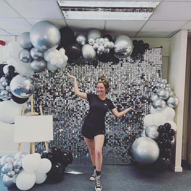 Dzimšanas dienas ballīte Fons Mirdzoši Mirdzoši Kvadrātveida fliteru paneļi Sienas Kāzas Dzimšanas dienas dekors Bērnu duša Ziemassvētku dekors