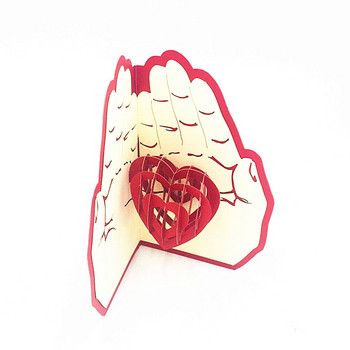 Love In The Hands Romance 3D Pop UP κάρτες Επετειακή ημέρα του Αγίου Βαλεντίνου Προσκλητήριο γάμου με λέιζερ Ευχετήριες κάρτες με φάκελο