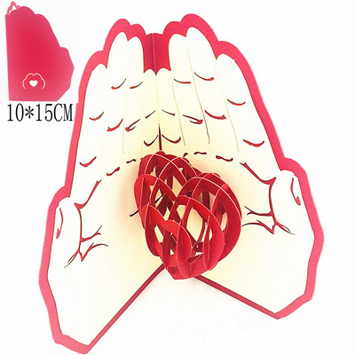 Love In The Hands Romantism 3D Pop UP Cards Ziua Îndrăgostiților Aniversare Laser Cut Invitație nuntă Felicitari cu plic