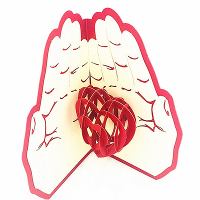 Mīlestība rokās Romantiskas 3D uznirstošas kartītes Valentīna dienas jubilejas ar lāzeru izgrieztas kāzu ielūgumu apsveikuma kartītes ar aploksni