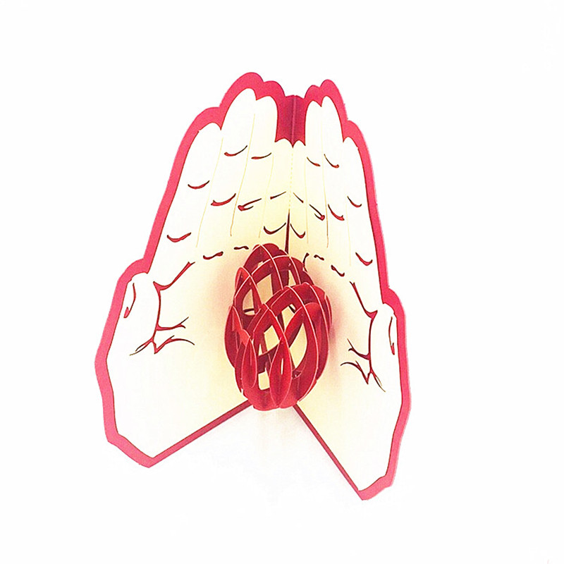 Mīlestība rokās Romantiskas 3D uznirstošas kartītes Valentīna dienas jubilejas ar lāzeru izgrieztas kāzu ielūgumu apsveikuma kartītes ar aploksni