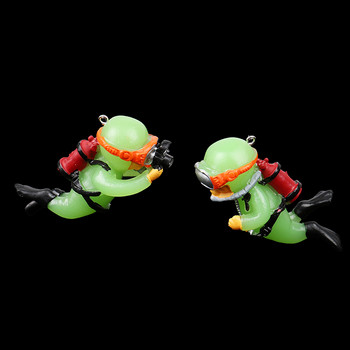 Luminous Green Mini Diver Kawaii Simulated Floating Frogman for Aquarium Ornaments Fish Tank Decoration Αξεσουάρ ενυδρείου