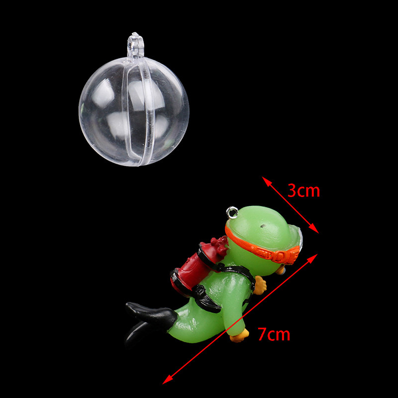 Világító zöld mini búvár Kawaii szimulált lebegő békaember akváriumi díszekhez Akvárium dekoráció Akváriumi kiegészítők