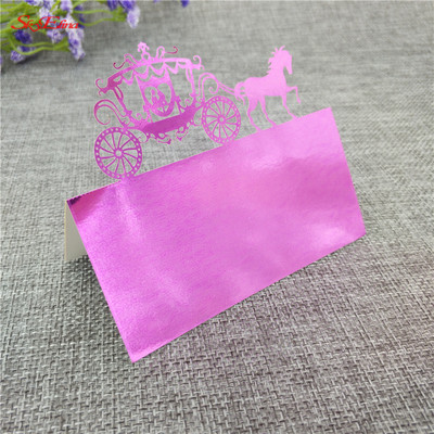 50 tk/partii laseriga lõigatud istmekaardid vankri kujuga pulmakaunistus Kohanimekaardid Pulmanimekaardi peotarbed 5Z-SH868