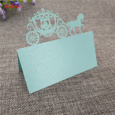 50 tk/partii laseriga lõigatud istmekaardid vankri kujuga pulmakaunistus Kohanimekaardid Pulmanimekaardi peotarbed 5Z-SH868