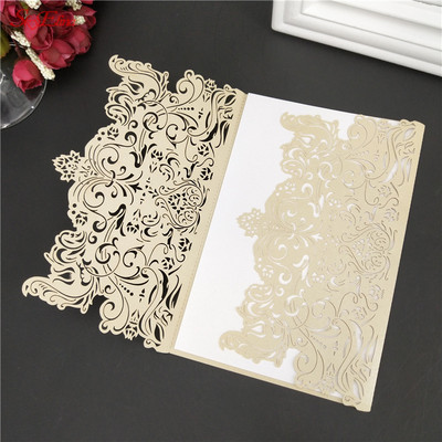 Romantikus esküvői meghívók 10 db boríték nélkül Finom faragott mintás születésnapi parti dekoráció Fénytelenítő papírkártyák 7ZSH073