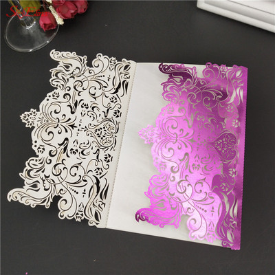 Romantikus esküvői meghívók 10 db boríték nélkül Finom faragott mintás születésnapi parti dekoráció Fénytelenítő papírkártyák 7ZSH073