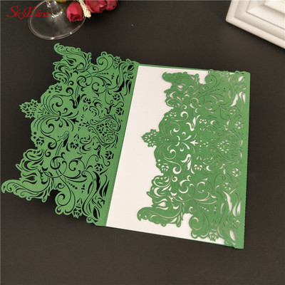 Romantikus esküvői meghívók 10 db boríték nélkül Finom faragott mintás születésnapi parti dekoráció Fénytelenítő papírkártyák 7ZSH073