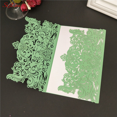 Romantikus esküvői meghívók 10 db boríték nélkül Finom faragott mintás születésnapi parti dekoráció Fénytelenítő papírkártyák 7ZSH073