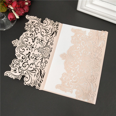 Romantikus esküvői meghívók 10 db boríték nélkül Finom faragott mintás születésnapi parti dekoráció Fénytelenítő papírkártyák 7ZSH073