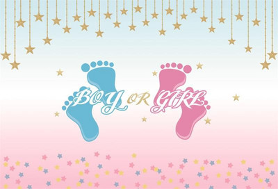 1db Újszülött Nemek Felfedő buli fiú vagy lány fotóhívás babazuhany háttér fotózáshoz Háttér dekor fotóstúdió kellékek