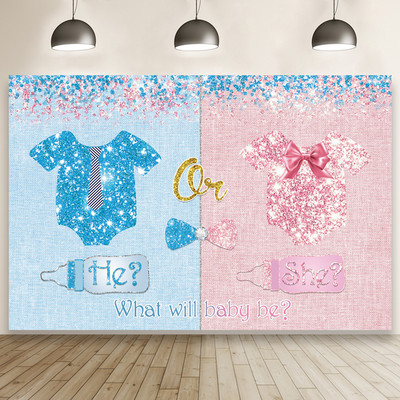 1db Újszülött Nemek Felfedő buli fiú vagy lány fotóhívás babazuhany háttér fotózáshoz Háttér dekor fotóstúdió kellékek