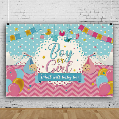 1db Újszülött Nemek Felfedő buli fiú vagy lány fotóhívás babazuhany háttér fotózáshoz Háttér dekor fotóstúdió kellékek