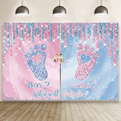 1db Újszülött Nemek Felfedő buli fiú vagy lány fotóhívás babazuhany háttér fotózáshoz Háttér dekor fotóstúdió kellékek