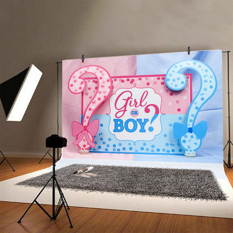 1db Újszülött Nemek Felfedő buli fiú vagy lány fotóhívás babazuhany háttér fotózáshoz Háttér dekor fotóstúdió kellékek