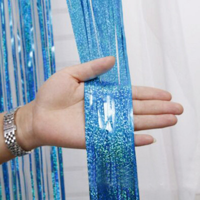 1 pakelis 1mx2m vakarėlio fono užuolaidos vaivorykštės lazerinės lietaus folijos kutais aukso viela skaidrios užuolaidos vestuvių gimtadienio vakarėlis