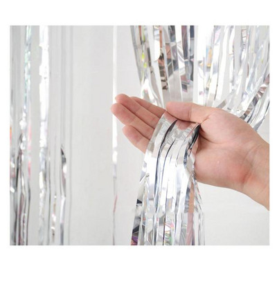 1 pakelis 1mx2m vakarėlio fono užuolaidos vaivorykštės lazerinės lietaus folijos kutais aukso viela skaidrios užuolaidos vestuvių gimtadienio vakarėlis