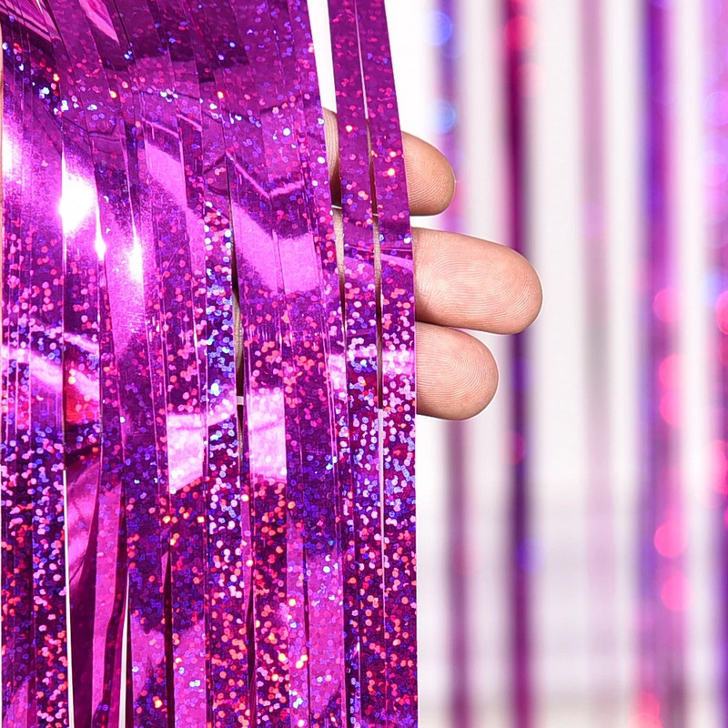 1 pakelis 1mx2m vakarėlio fono užuolaidos vaivorykštės lazerinės lietaus folijos kutais aukso viela skaidrios užuolaidos vestuvių gimtadienio vakarėlis