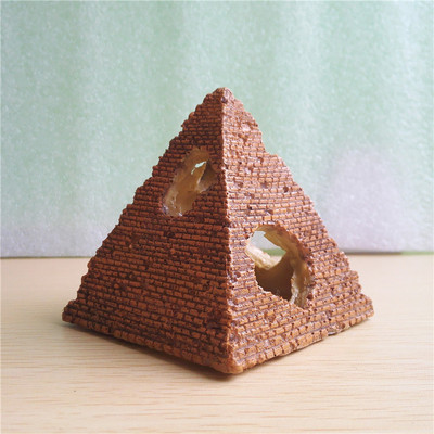 1Pcs Fish And Shrimp Hashing House Simulation Egyptian Pyramid Resin Crafts Аквариумен пейзаж Декорация на аквариум Shrimp House