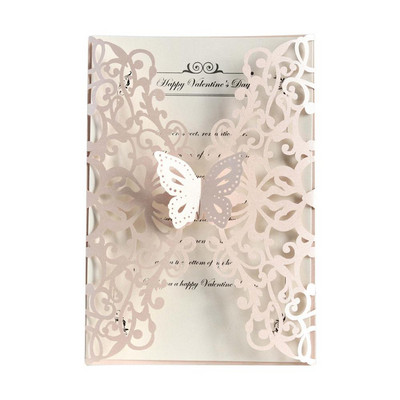 10/20 vnt Drugelis vestuvių kvietimas Europos stiliaus atvirukas lazerinis gimtadienio kvietimas atvirukas Kalėdų Velykų sveikinimo atvirukas