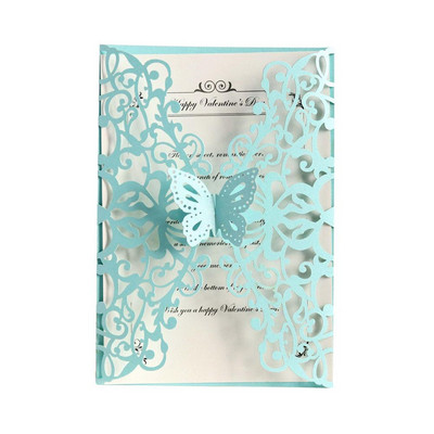 10/20 vnt Drugelis vestuvių kvietimas Europos stiliaus atvirukas lazerinis gimtadienio kvietimas atvirukas Kalėdų Velykų sveikinimo atvirukas