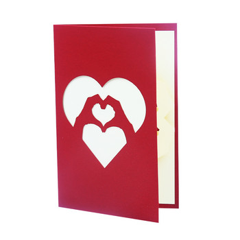 3D Hands Show Love Pop Up Поздравителна картичка за Свети Валентин Съпруга Приятелка Покана за сватба Подарък за годишнина Благодарствена карта