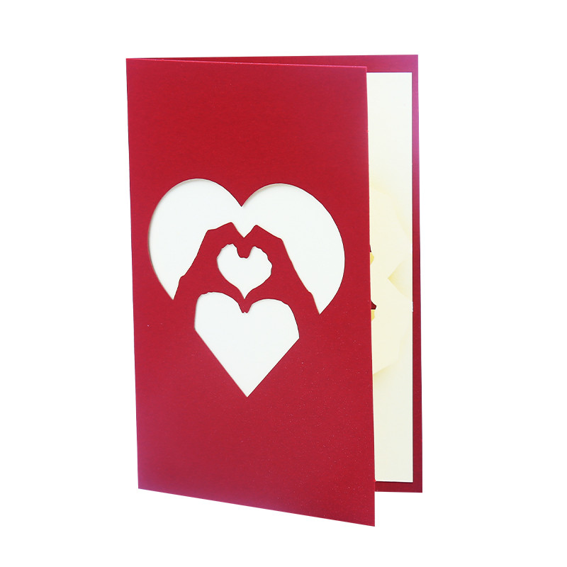 3D rankos, rodančios meilę, iššokantis sveikinimo atvirukas Valentino dienai žmonai merginai vestuvių kvietimo sukakties dovanų padėkos atvirukas